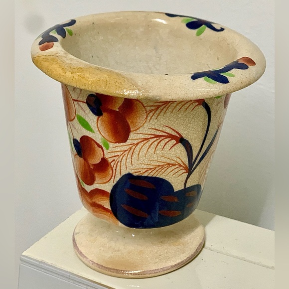 19th Century Antique Gaudy Welsh Pot de Fleurs II Pattern Pedestal Urn Rare - Picture 6 of 16